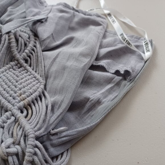 Linea Domani Lilac Grey Macramé Belted Crinkle Midi Skirt - Picture 4 of 16